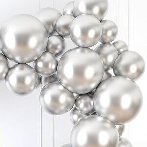 New 150-piece Metallic Silver Balloons